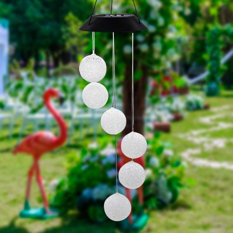 MorTime LED Solar Crystal Ball Wind Chime, 25" Mobile Hanging Wind Chime for Home Garden Decoration, Automatic Light Changing Color - Image 4